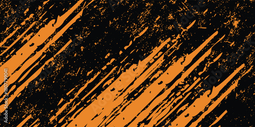 Orange and black brush wrap car sticker pattern abstract banner sporty lines black orange color combination grunge brush modern pattern motorsport racing.
