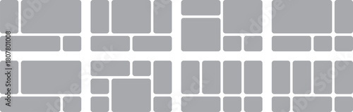 Bento grid set of four unique layout templates, providing diverse design solutions for various content and visual arrangements