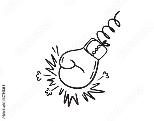 Boxing glove making powerful hit with motion and impact