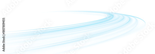 Wallpaper Mural Blue glowing swirl on white background in PNG format, wind flow, moving wind bend. Torontodigital.ca