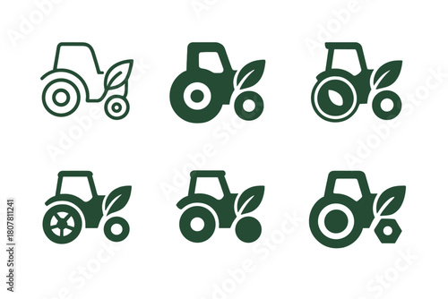 Autumn Harvest Logos. Autumn harvests and organic food production. Icon set. Set Logo of Autumn harvests and organic food production: pumpkin with leaf and