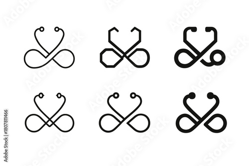 Chronic Disease Logos. Chronic disease management and health support. Icon set. Set Logo of Chronic disease management and health support: stethoscope forming