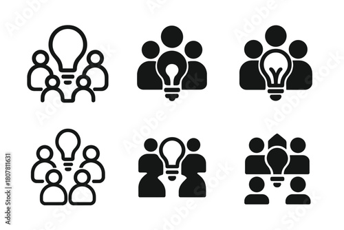 Creative Collaboration Logos. Collaboration in creative teams. Icon set. Set Logo of Collaboration in creative teams: shared digital workspace. harmonious logo