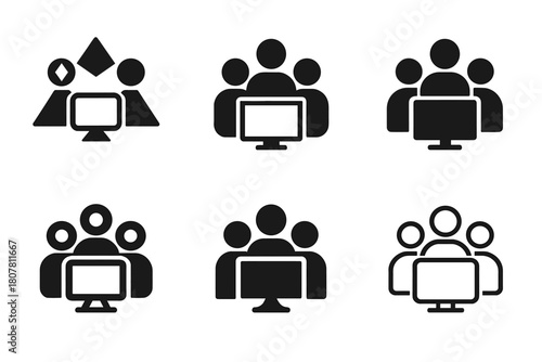 Creative Team Logos. Collaboration in creative teams. Icon set. Set Logo of Collaboration in creative teams: handshake with creative spark. harmonious logo