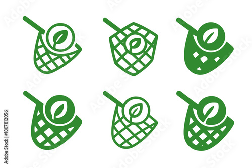 Eco Seafood Logos. Sustainable seafood and responsible fishing practices. Icon set. Set Logo of Sustainable seafood and responsible fishing practices: fishing