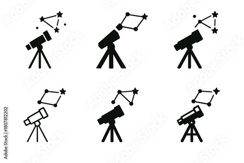 Educational Logo Variations. Educational moments (learning about science, history, geography). Icon set. Set Logo of Educational moments: open book with