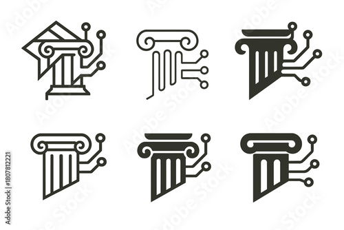 Educational Logo Variations. Educational moments (learning about science, history, geography). Icon set. Set Logo of Educational moments: open book with