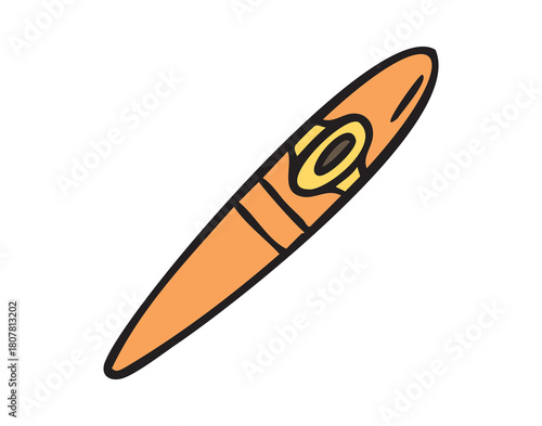 Cigar icon with smoke, hand drawn doodle