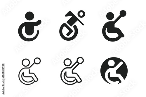 Assistive Tech Icons. Accessible user interface (UI) design. Icon set. Set Logo of accessible user interface (UI) design: assistive technology