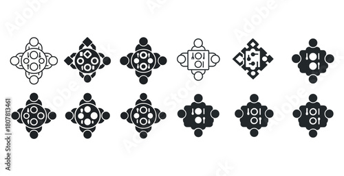 Diverse tabletop game symbols and geometric icon set