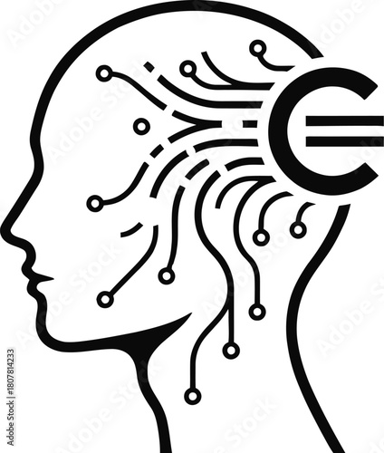 Digital Zen human head silhouette connected to a laptop