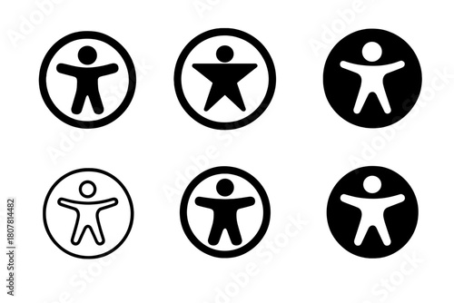 Assistive Tech Icons. Accessible user interface (UI) design. Icon set. Set Logo of accessible user interface (UI) design: assistive technology