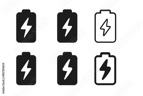 Energy Storage Logos. Energy storage batteries. Icon set. Set Logo of Energy storage batteries: Renewable energy storage. harmonious logo variations of the