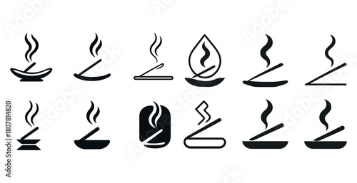 Variety of incense stick icon designs