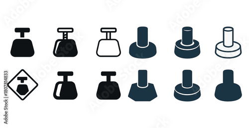 Set of minimalist pipe icon designs in black and white
