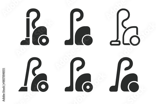 Cleaner Logo Variations. Cleaner. Icon set. Set Logo of cleaner: vacuum cleaner silhouette. harmonious logo variations of the same emblematic concept, each