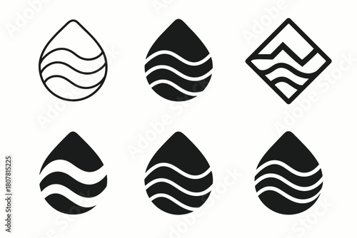Harmonious Logo Variations. Deep. Icon set. Set Logo of deep: layered waves forming a sense of depth. harmonious logo variations of the same emblematic