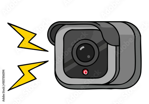 stylized  smart doorbell camera lightning bolt conveying instant notification Clean modern design