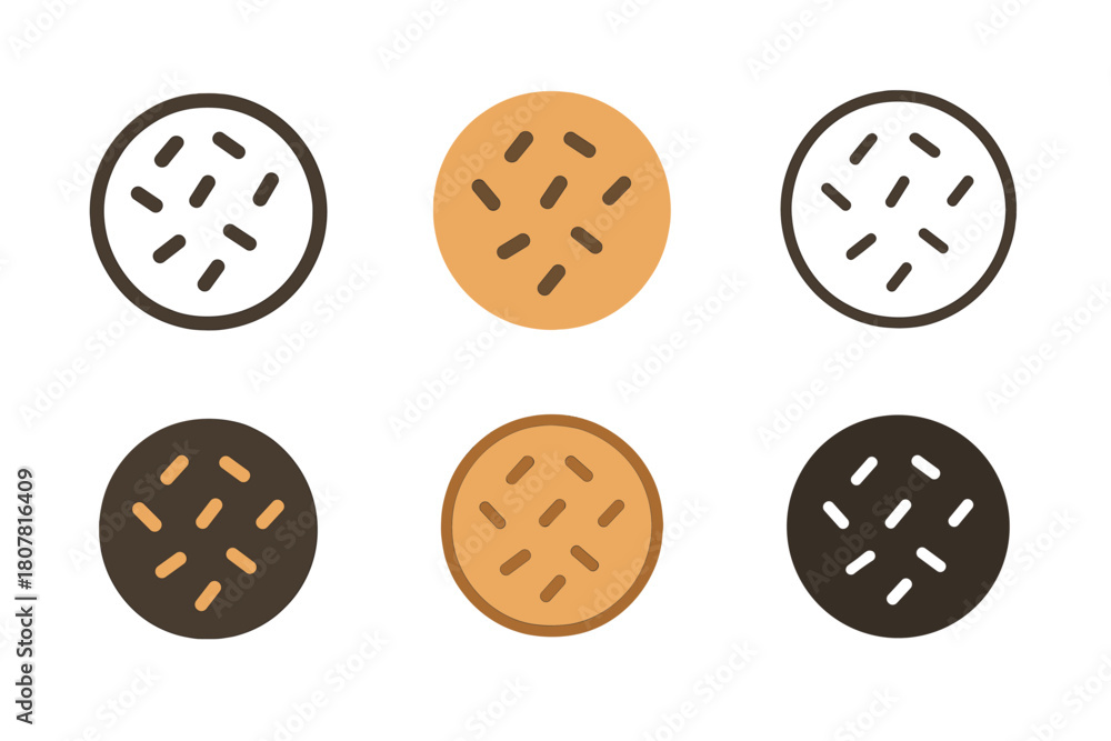 Fototapeta premium Sprinkle Cookie Logos. Sprinkle. Icon set. Set Logo of Sprinkle: Cookie with sprinkles. harmonious logo variations of the same emblematic concept, each with