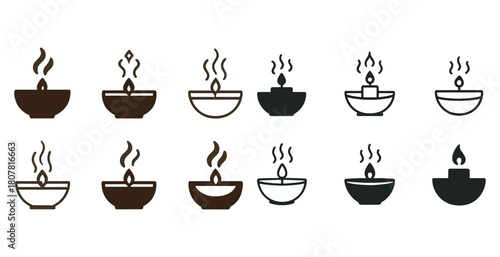 Vector icons of burning candles - minimalistic symbol designs