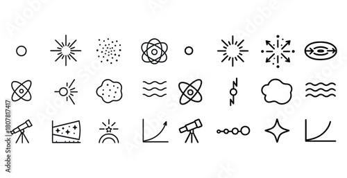 Collection of minimalist science and astronomy icons