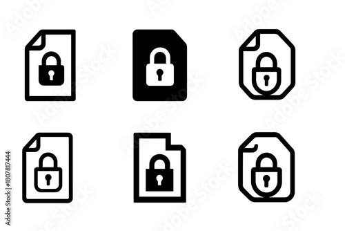 Digital Asset Logos. Digital Asset Management. Icon set. Set Logo of Digital Asset Management: secure file lock symbol. harmonious logo variations of the same