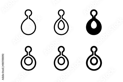 Earrings Icon Variations. Fashion accessories. Icon set. Set Logo of fashion accessories: earrings. harmonious logo variations of the same emblematic concept,
