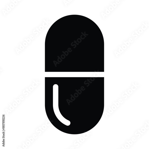 Capsule Icon – Monochrome Pill Symbol