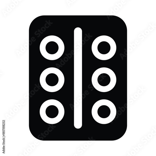 Blister Pack Icon – Monochrome Pill Strip Symbol