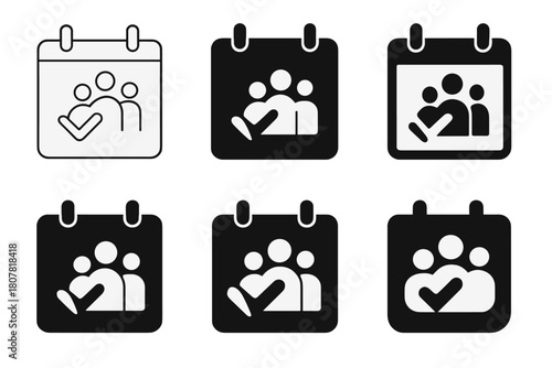 Family Vision Logos. Creating a family vision board. Icon set. Set Logo of Family vision board: Calendar with checkmarks. harmonious logo variations of the