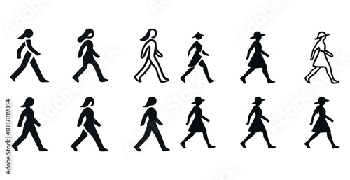 Silhouette collection: women in various walking poses