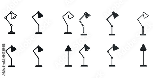 Collection of various desk lamp silhouettes in different styles