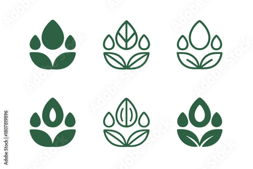 Nutrient-Rich Icons. Nutrient-rich foods. Icon set. Set Logo of Nutrient-rich foods: Nuts and seeds. harmonious logo variations of the same emblematic concept