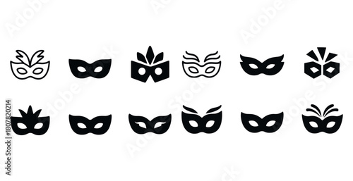 Collection of black silhouette festival masquerade masks