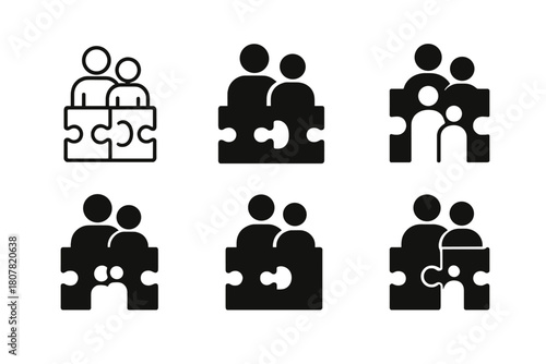 Family Mental Health Icons. Supporting mental health within the family structure. Icon set. Set Logo of Supporting mental health within the family structure: