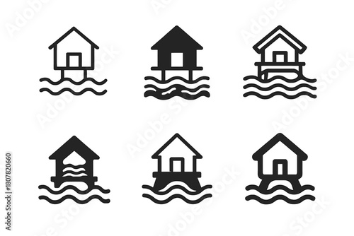 Disaster Architecture Icons. Architecture for disaster preparedness and recovery. Icon set. Set Logo of architecture for disaster preparedness and recovery: