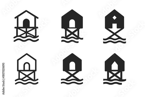 Disaster Preparedness Icons. Architecture for disaster preparedness and recovery. Icon set. Set Logo of architecture for disaster preparedness and recovery: