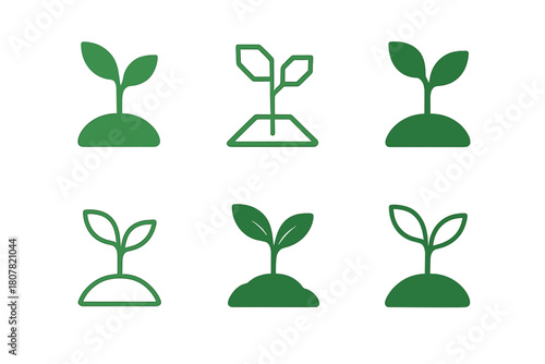 Garden Logo Variations. Garden. Icon set. Set Logo of garden: tree sapling. harmonious logo variations of the same emblematic concept, each with different