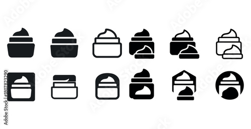 Set of iconic cream jar designs: various styles and shapes