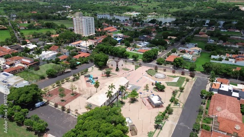 Aerial View of Town Square and Church at Termas de Ibirá – São Paulo, Brazil