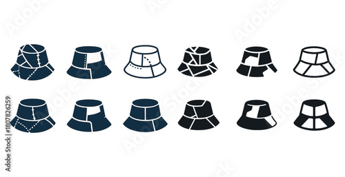 Set of various dress pattern silhouettes in black and blue design