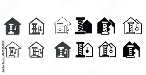 Set of building and construction icons in various styles