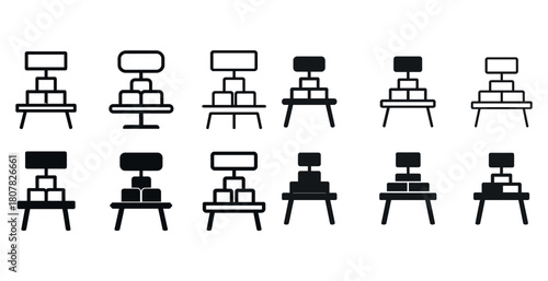 Set of minimalist table lamps in various geometric shapes and designs