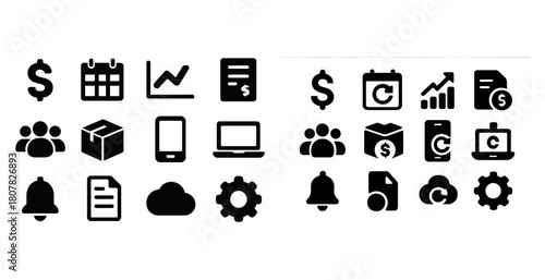 Collection of financial and technology icons for business applications