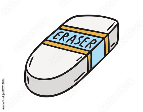 school element eraser icon doodle hand drawn. colorful cartoon line drawing clipart symbol 