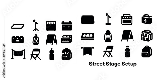 Street performance: equipment icons for outdoor setup