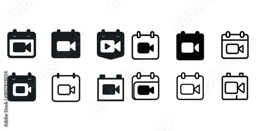 Various video call icon set in flat style