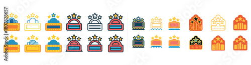 Colorful badge icons with stars for achievement recognition