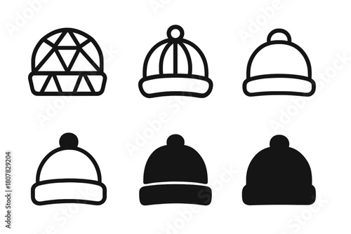 Street Style Logos. Street style fashion. Icon set. Set Logo of Street style fashion: Beanie hat. harmonious logo variations of the same emblematic concept,