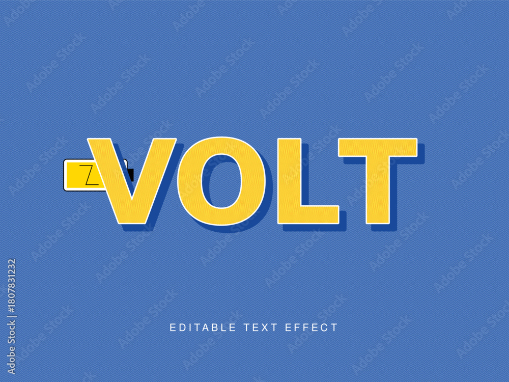 Fototapeta premium Bright and bold editable vector text effect featuring the word Volt on a blue background